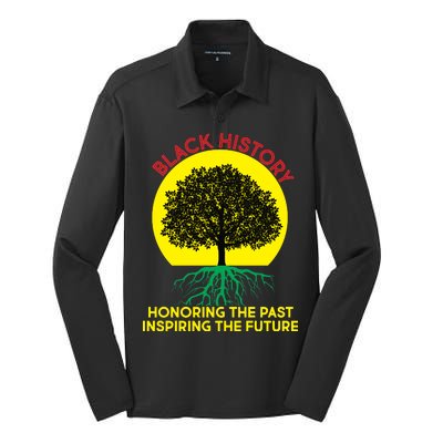 Black History Roots Past and Future Silk Touch Performance Long Sleeve Polo