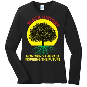 Black History Roots Past and Future Ladies Long Sleeve Shirt