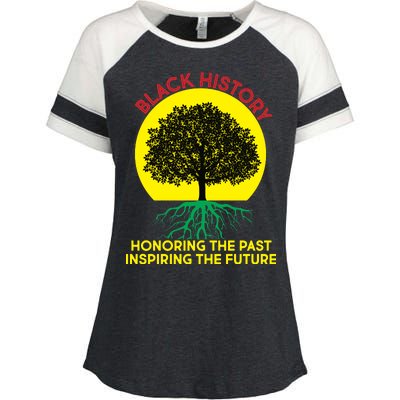 Black History Roots Past and Future Enza Ladies Jersey Colorblock Tee