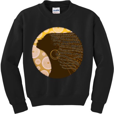 Black History Woman Inspiring Words Of Art Kids Sweatshirt