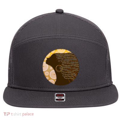 Black History Woman Inspiring Words Of Art 7 Panel Mesh Trucker Snapback Hat