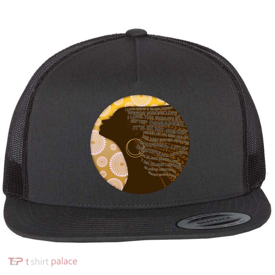 Black History Woman Inspiring Words Of Art Flat Bill Trucker Hat