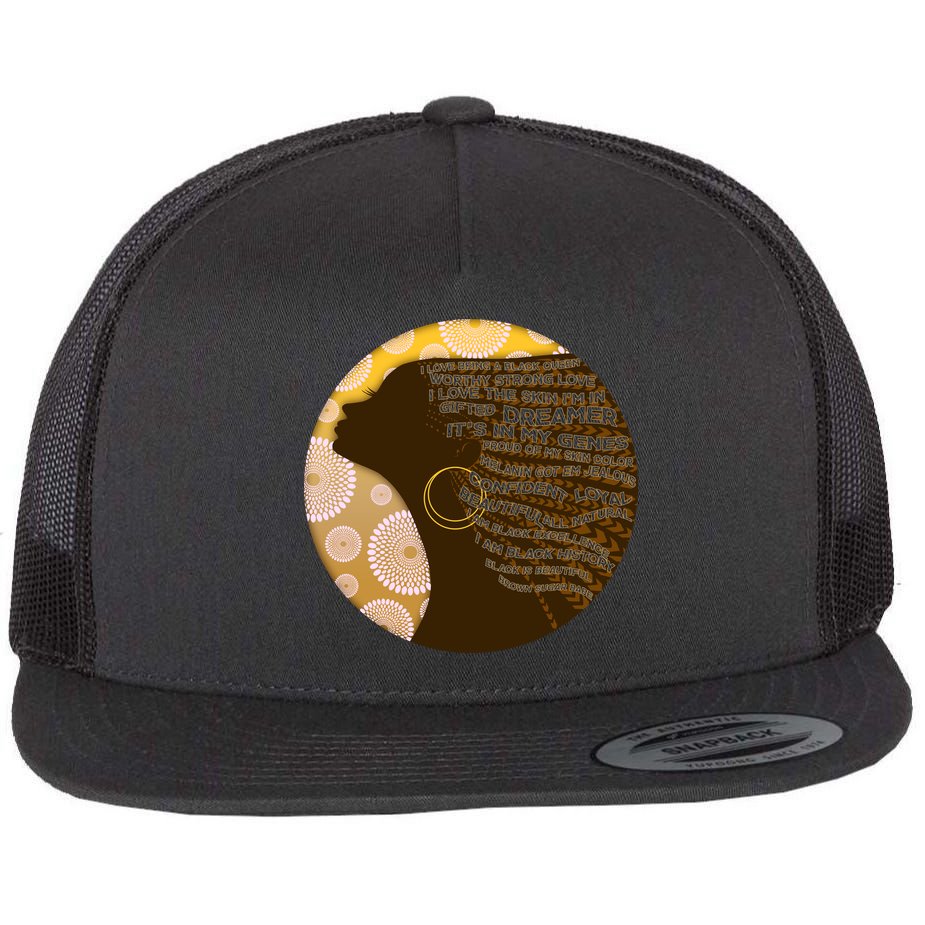 Black History Woman Inspiring Words Of Art Flat Bill Trucker Hat