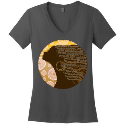 Black History Woman Inspiring Words Of Art Women's V-Neck T-Shirt