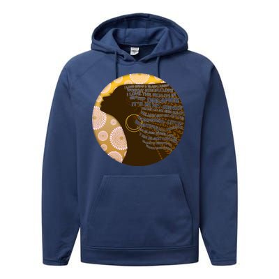 Black History Woman Inspiring Words Of Art Performance Fleece Hoodie