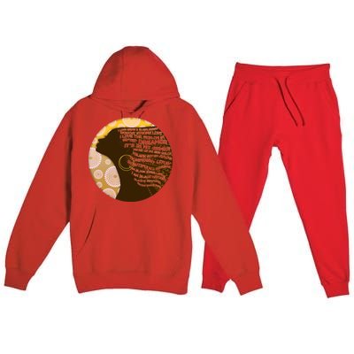 Black History Woman Inspiring Words Of Art Premium Hooded Sweatsuit Set