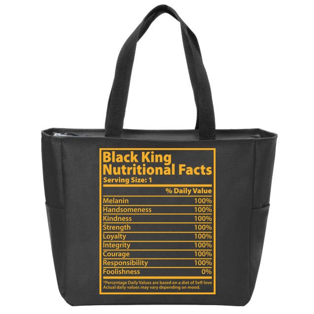 Black King Nutritional Facts Zip Tote Bag