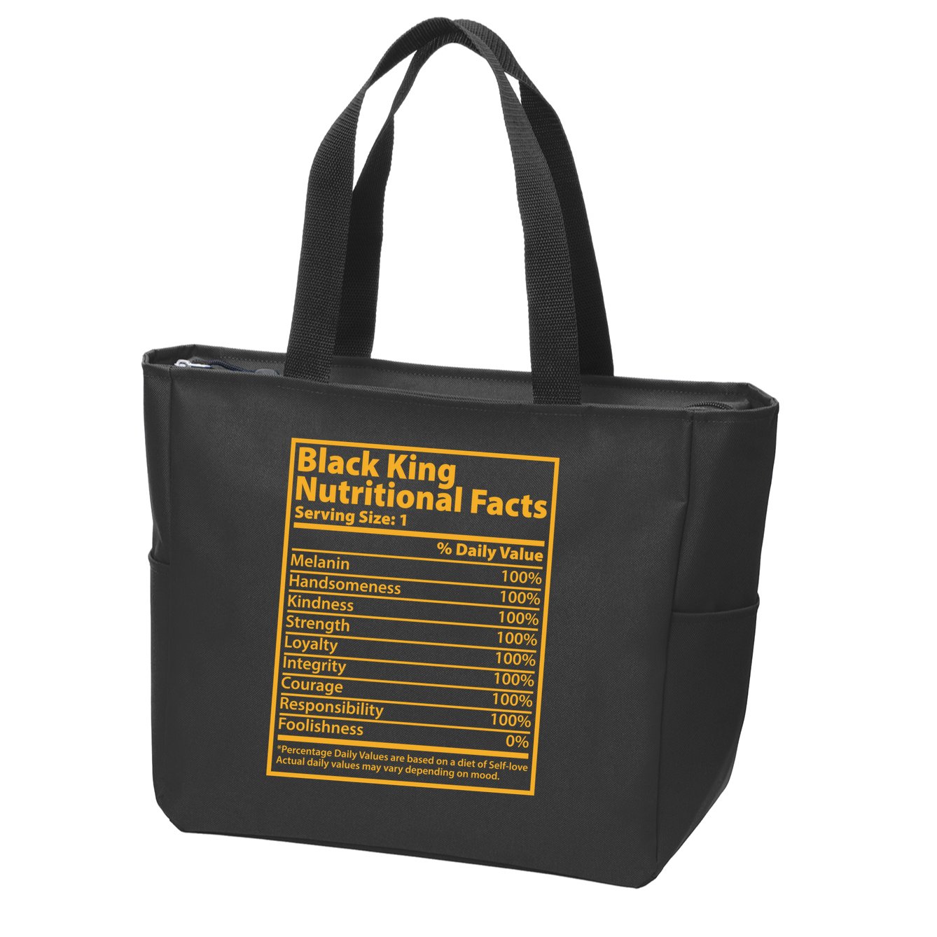 Black King Nutritional Facts Zip Tote Bag