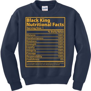 Black King Nutritional Facts Kids Sweatshirt