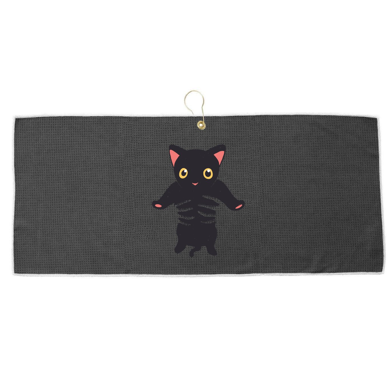 Black Kitty Being Held Large Microfiber Waffle Golf Towel