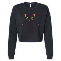 Black Kitty Being Held Cropped Pullover Crew