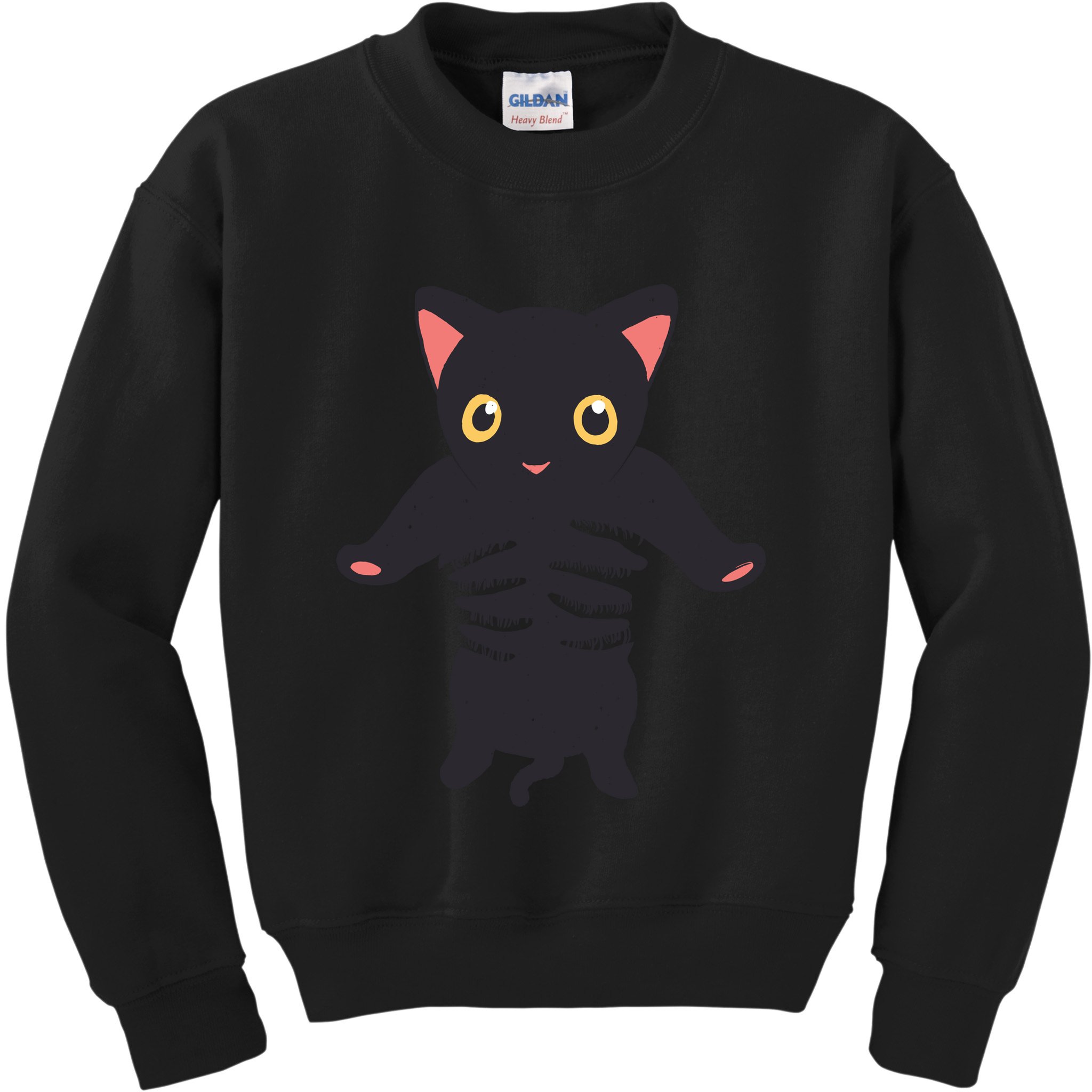 Black Kitty Being Held Kids Sweatshirt