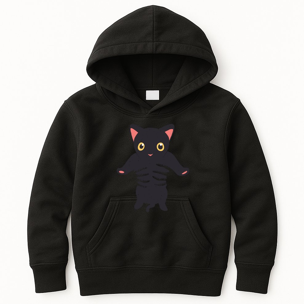Black Kitty Being Held Kids Hoodie