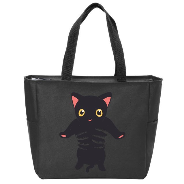 Black Kitty Being Held Zip Tote Bag