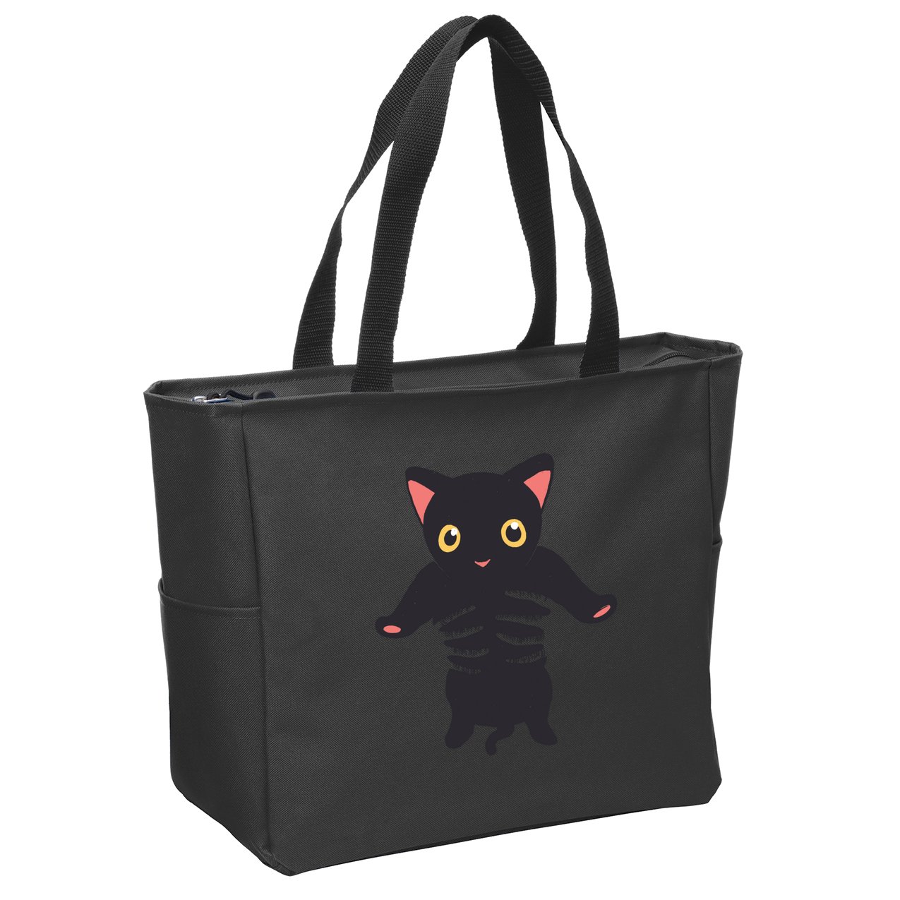 Black Kitty Being Held Zip Tote Bag