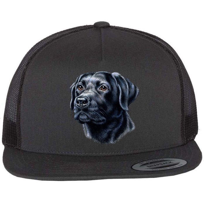 Black Lab Flat Bill Trucker Hat