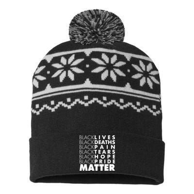 Black Lives Deaths Pain Tears Hope Pride Matter USA-Made Snowflake Beanie