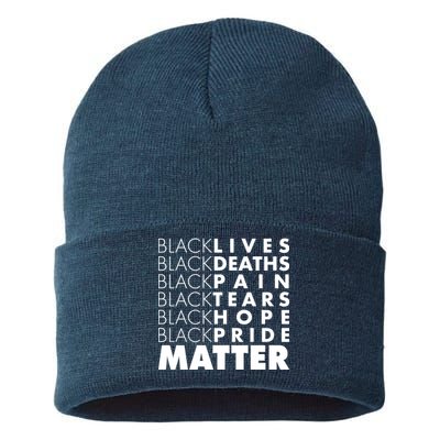 Black Lives Deaths Pain Tears Hope Pride Matter Sustainable Knit Beanie