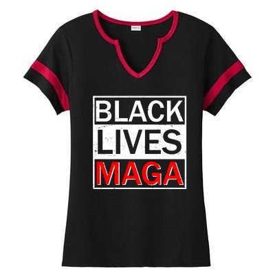 Black Lives MAGA Ladies Halftime Notch Neck Tee