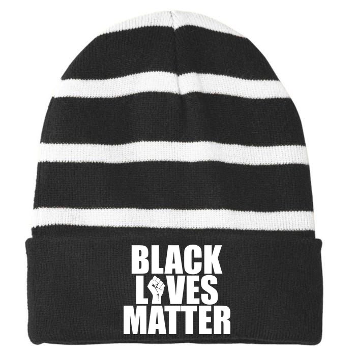 Black Lives Matter Striped Beanie with Solid Band