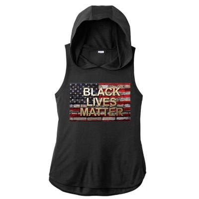 Black Lives Matter Abstract United States Flag Ladies PosiCharge Tri-Blend Wicking Draft Hoodie Tank