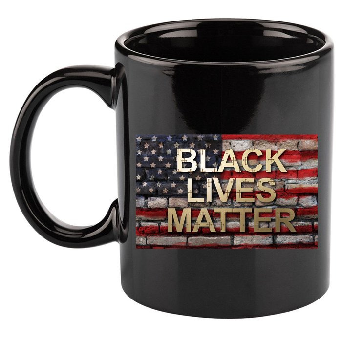 Black Lives Matter Abstract United States Flag 11oz C Handle Ceramic Mug