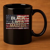 Black Lives Matter Abstract United States Flag 11oz C Handle Ceramic Mug