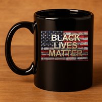 Black Lives Matter Abstract United States Flag 11oz C Handle Ceramic Mug