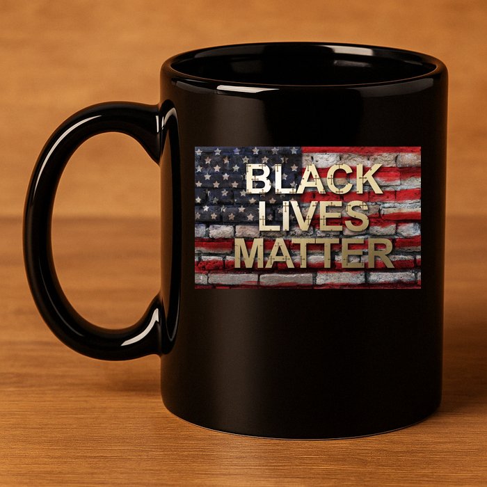 Black Lives Matter Abstract United States Flag 11oz C Handle Ceramic Mug