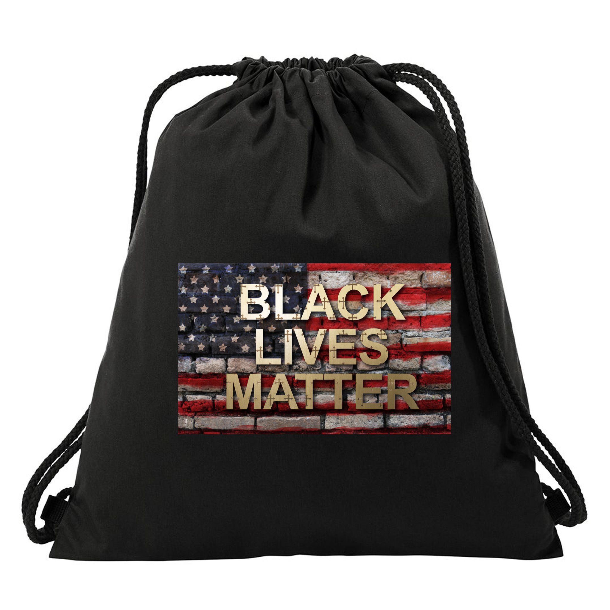 Black Lives Matter Abstract United States Flag Drawstring Bag