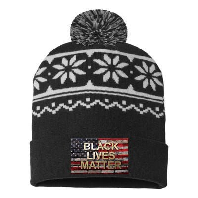 Black Lives Matter Abstract United States Flag USA-Made Snowflake Beanie