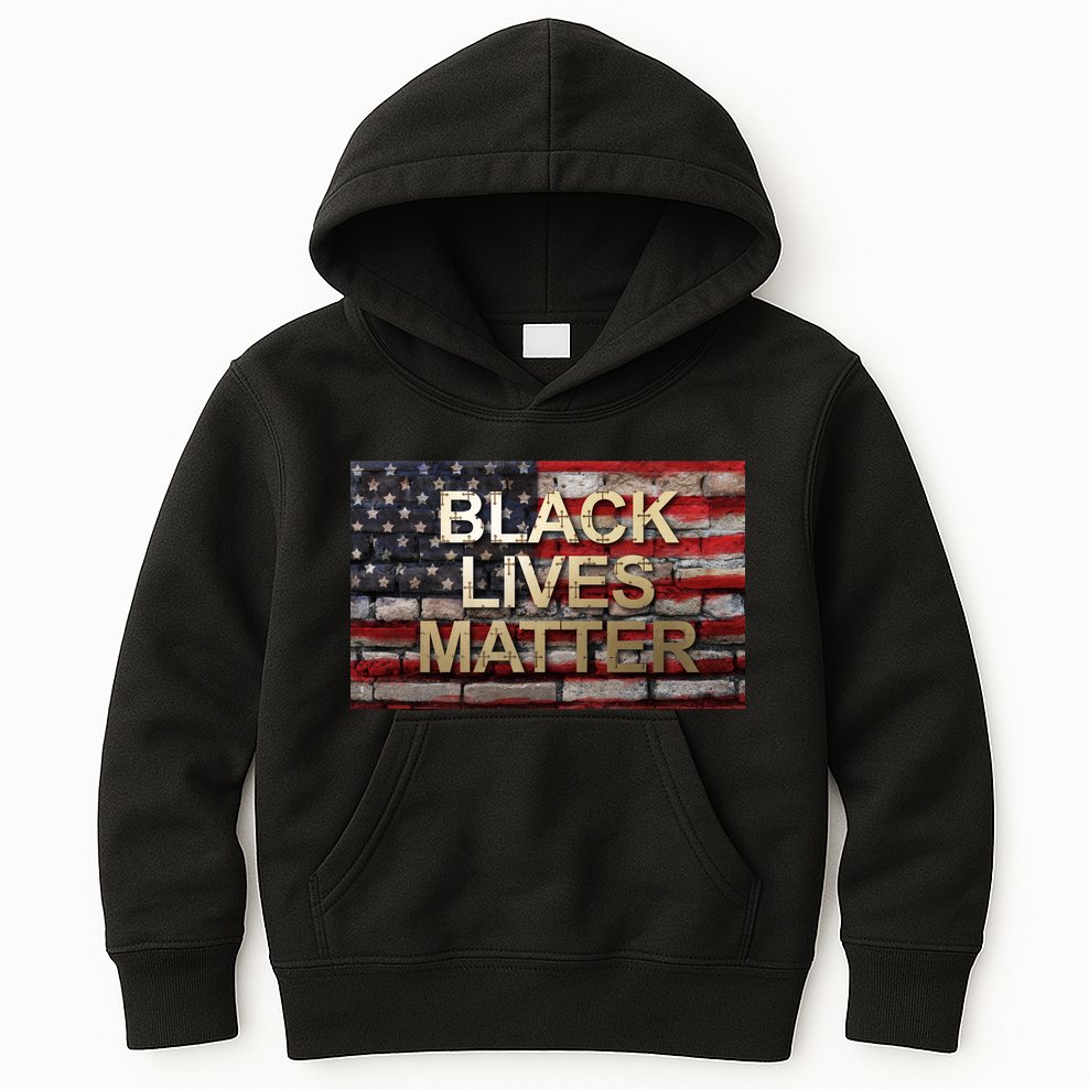 Black Lives Matter Abstract United States Flag Kids Hoodie