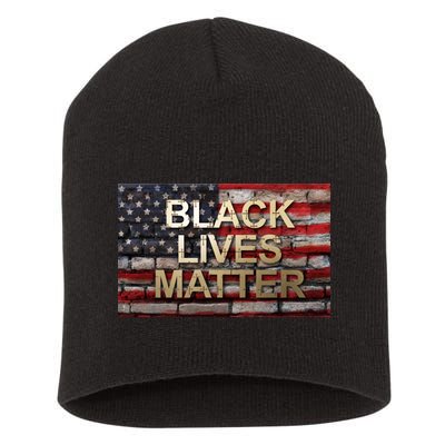 Black Lives Matter Abstract United States Flag Short Acrylic Beanie