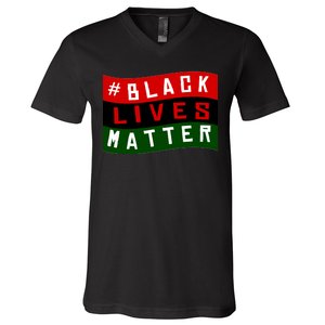 Black Lives Matter African American Flag V-Neck T-Shirt