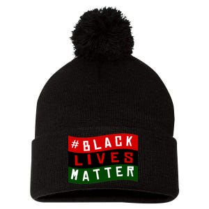 Black Lives Matter African American Flag Pom Pom 12in Knit Beanie