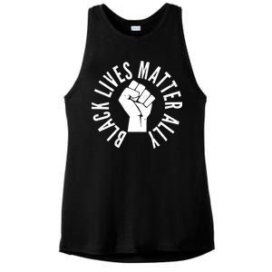 Black Lives Matter Ally Protest Fist Ladies PosiCharge Tri-Blend Wicking Tank