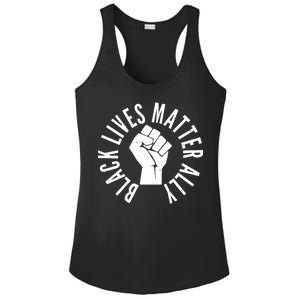 Black Lives Matter Ally Protest Fist Ladies PosiCharge Competitor Racerback Tank