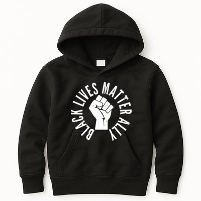 Black Lives Matter Ally Protest Fist Kids Hoodie