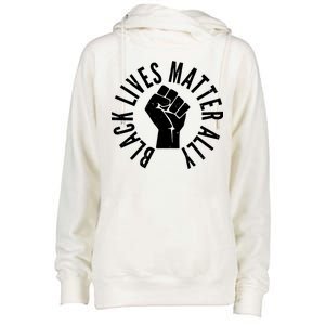 Black Lives Matter Ally Protest Fist Womens Funnel Neck Pullover Hood