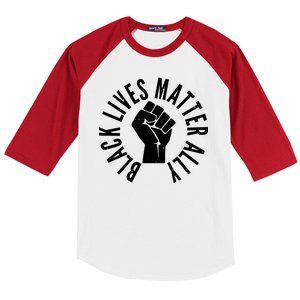 Black Lives Matter Ally Protest Fist Baseball Sleeve Shirt