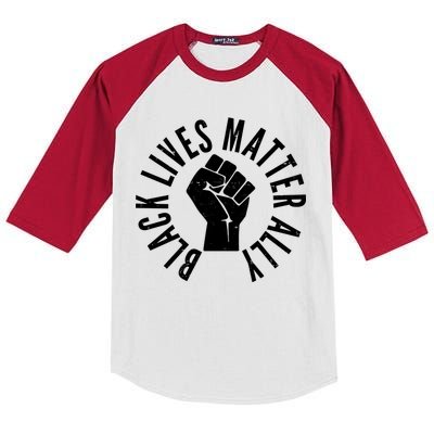 Black Lives Matter Ally Protest Fist Kids Colorblock Raglan Jersey