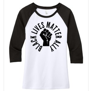 Black Lives Matter Ally Protest Fist Women's Tri-Blend 3/4-Sleeve Raglan Shirt