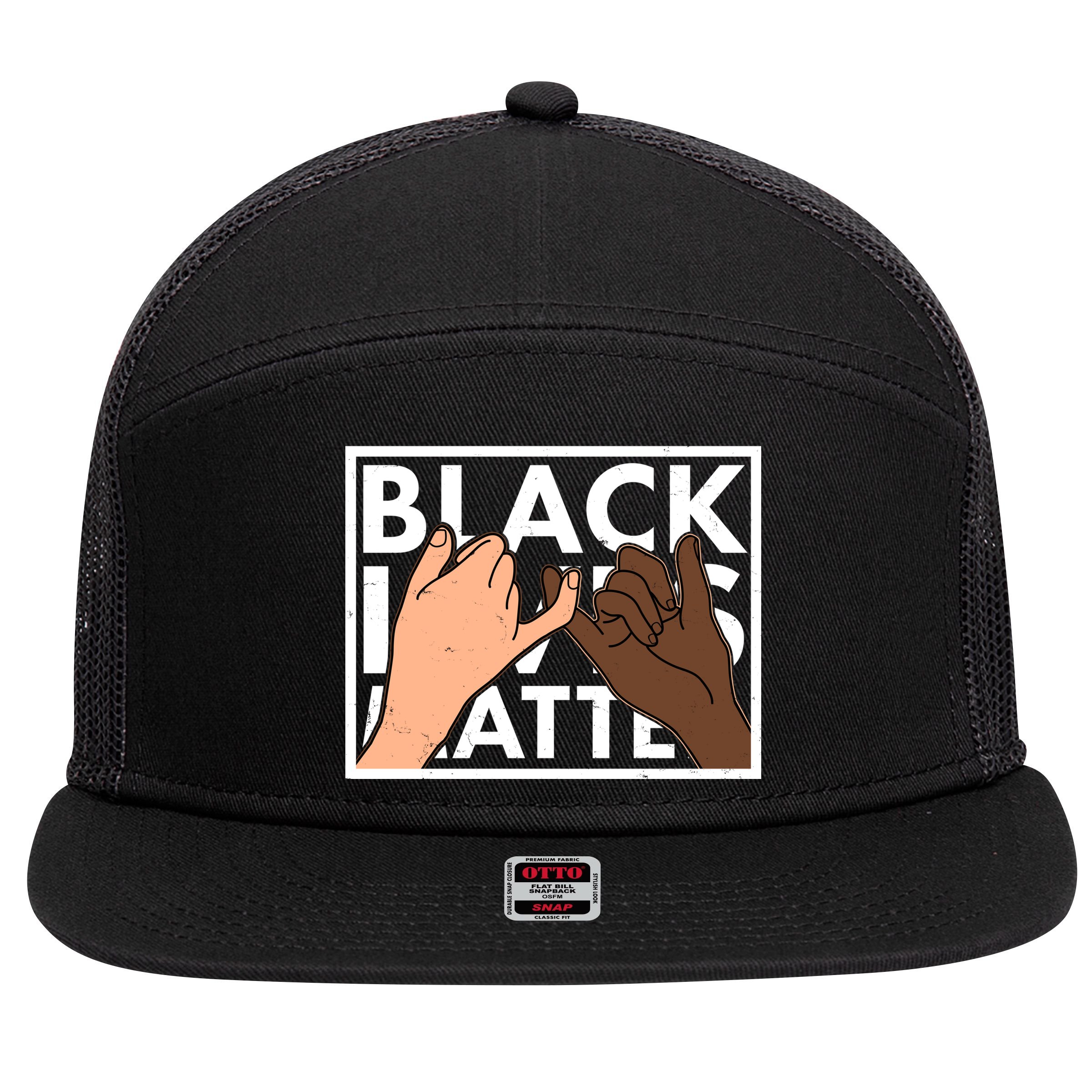 Black Lives Matter Linking Pinkies Unity 7 Panel Mesh Trucker Snapback Hat