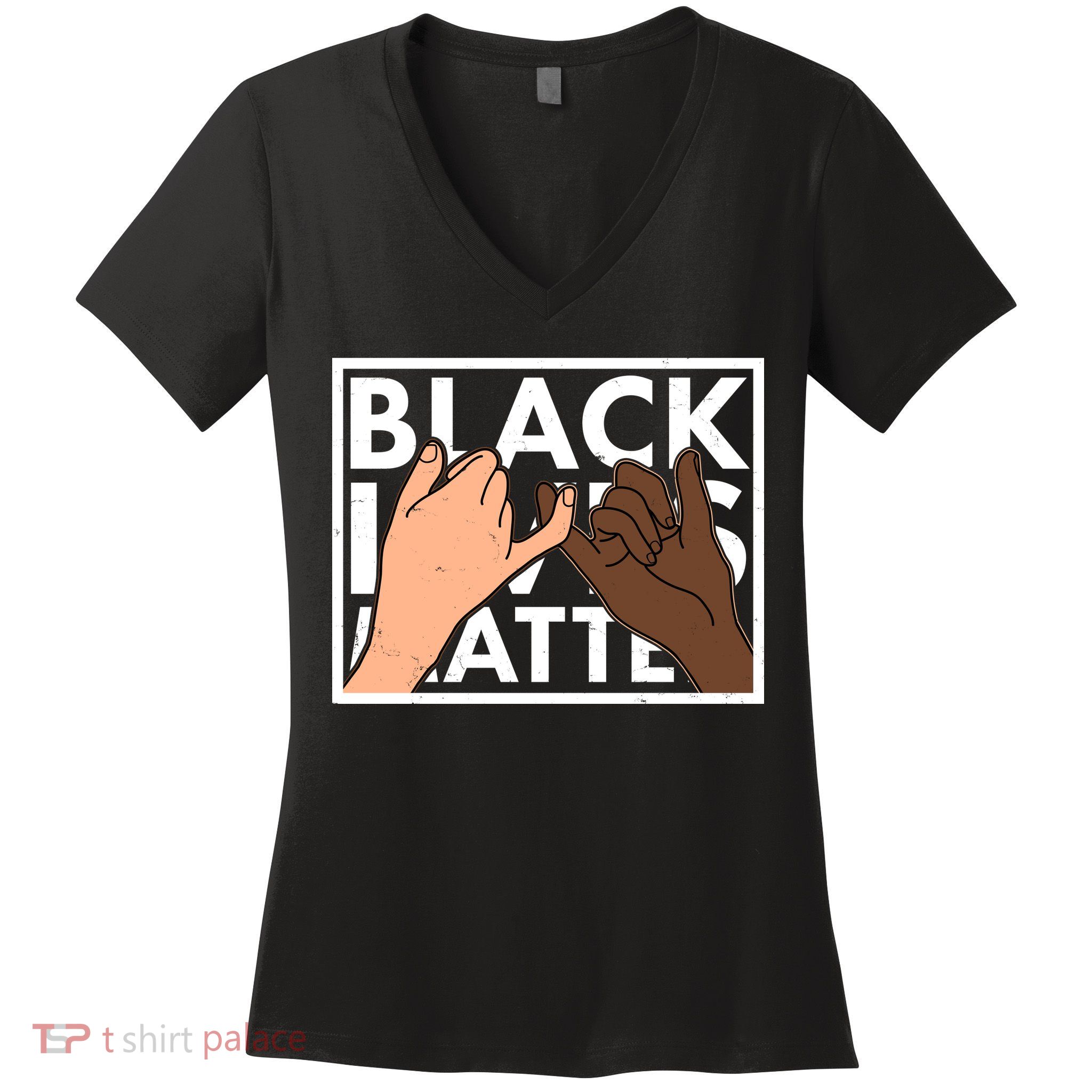 Black Lives Matter Linking Pinkies Unity Women's V-Neck T-Shirt