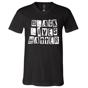 Black Lives Matter Note style  V-Neck T-Shirt