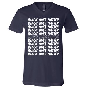 Black Lives Matter Pattern V-Neck T-Shirt