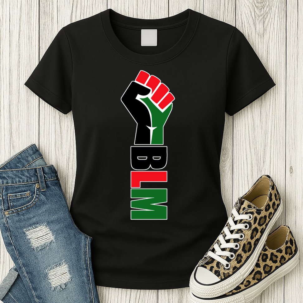 Black Lives Matter Power Fist Womens T-Shirt