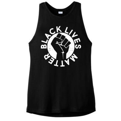 Black Lives Matter Protest Emblem Ladies PosiCharge Tri-Blend Wicking Tank