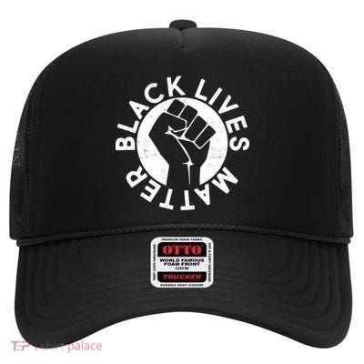 Black Lives Matter Protest Emblem High Crown Mesh Back Trucker Hat