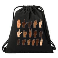 Black Lives Matter Sign Language Drawstring Bag